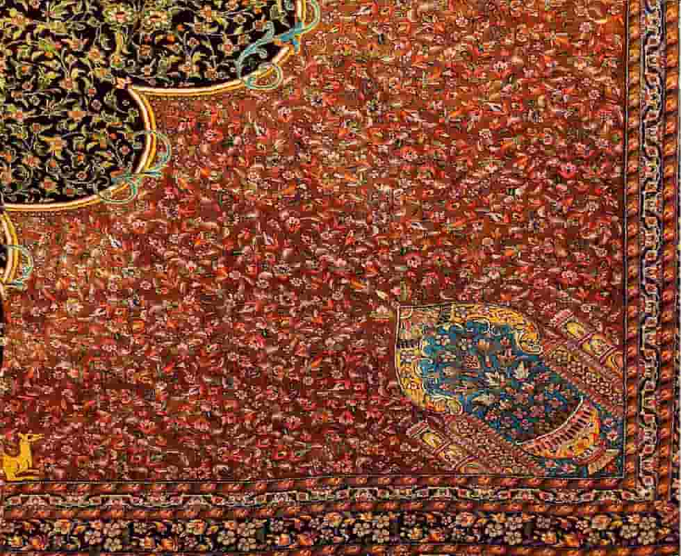 فرش ابریشم ماشینی تبریز نقش ماندگار اصیل